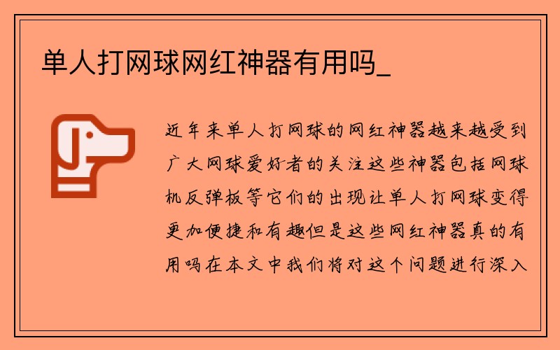 单人打网球网红神器有用吗_