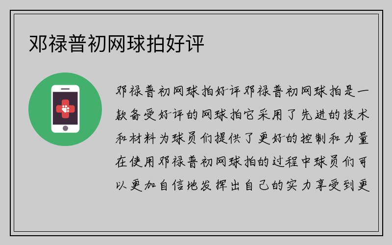 邓禄普初网球拍好评