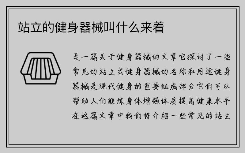 站立的健身器械叫什么来着