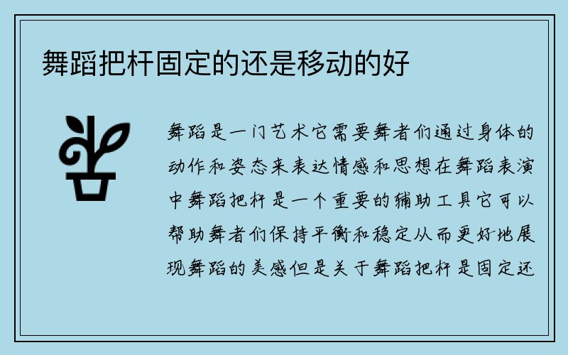 舞蹈把杆固定的还是移动的好