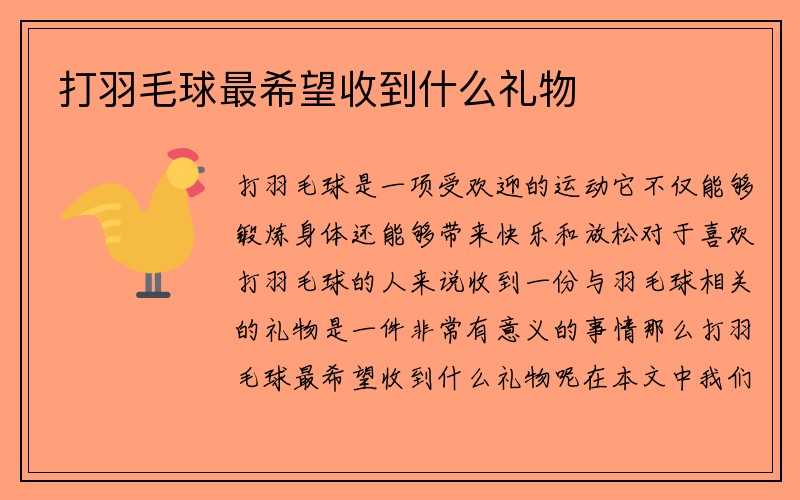 打羽毛球最希望收到什么礼物